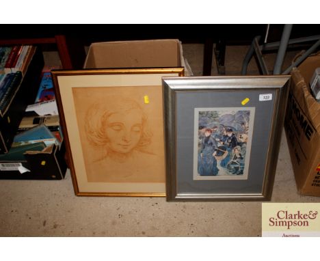 An impressionist print and a portrait