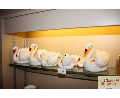 Seven Goebel swan ornaments