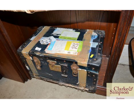 A vintage metal trunk