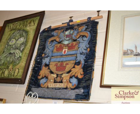 An embroidered heraldic panel Viresco