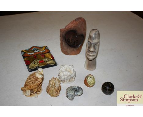 A collection of various ceramic boxes and ornaments 