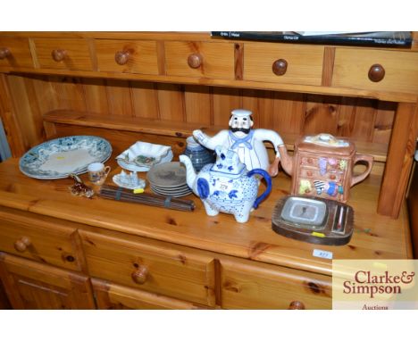 A quantity of modern china, to include novelty teapots, Poole Pottery plates etc