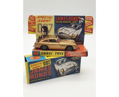 Corgi 261 James Bond Aston Martin D.B.5 Toy Car. 1965 Model. Fair Condition - comes In original box. 