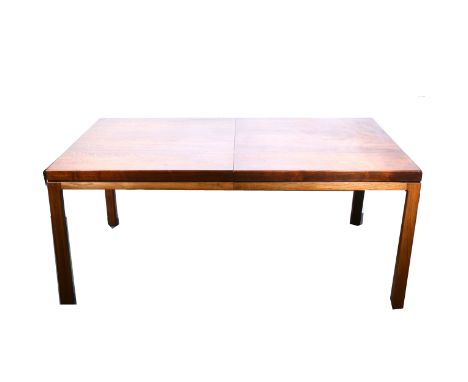 A vintage teak extending dining table, possibly Scandinavian, rectangular top, two leaves, length 173cm, extended 275cm, widt