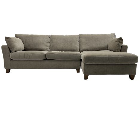 Next Home - corner sofa upholstered in grey fabric, on block feet Dimensions: Length/Width:&nbsp;262cm&nbsp; Depth/Diameter:&