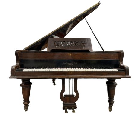 John Broadwood & Sons London - 19th century rosewood grand piano serial  No 47356 (1900-1910) overstrung cast iron frame with