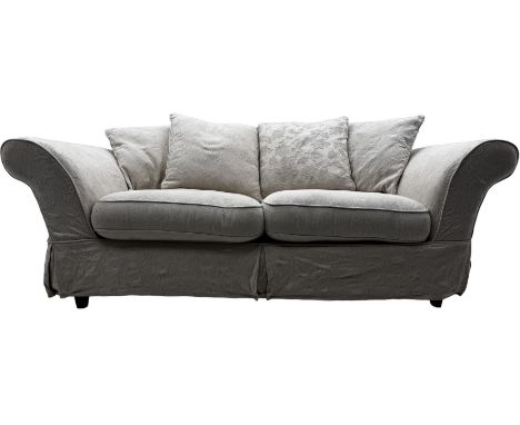 Two-seat traditionally shaped sofa, upholstered in pale floral pattern fabric, with additional coversDimensions: Height:&nbsp