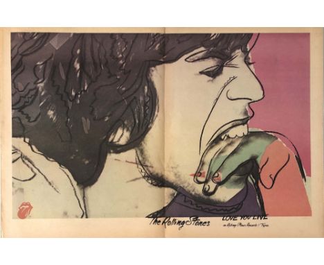 ROLLING STONES LOVE YOU LIVE WARHOL POSTER. An original 1977 US promotional poster for The Rolling Stones' 'Love You Live' de