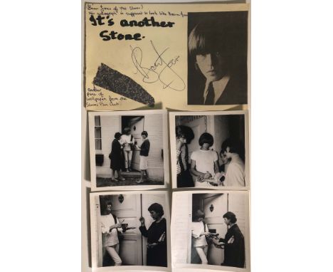 BRIAN JONES AUTOGRAPH AND UNSEEN PHOTOGRAPHS. Collection of Rolling Stones ephemera to include: a page from an autograph book