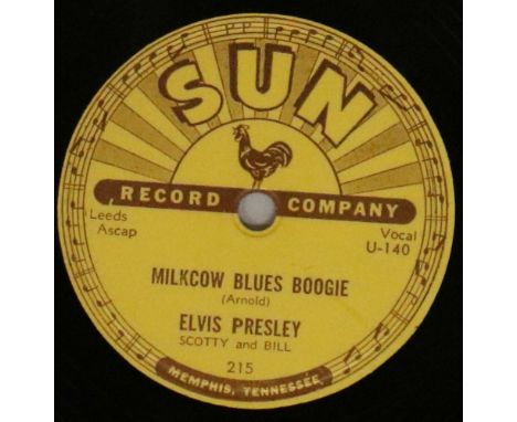 ELVIS PRESLEY - SUN 215 (78) - MILKCOW BLUES BOOGIE. The original US 10" 78RPM recording of Milkcow Blues Boogie c/w You're A