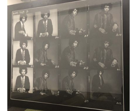GERED MANKOWITZ JIMI HENDRIX CONTACT SHEET PRINT. A large photo print on fibre based stock depicting a contact sheet of image