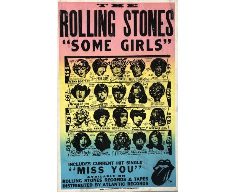 ROLLING STONES SOME GIRLS US PROMO. An original card US promo for 'Some Girls', Measures 14 x 22". Printed by 'Colby Poster P