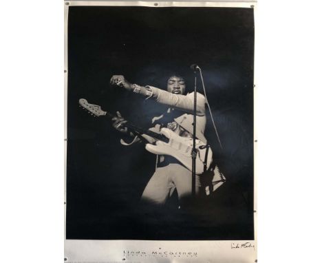 LINDA MCCARTNEY JIMI HENDRIX PRINT. A rolled poster print of a photograph by Linda McCartney depicting Jimi Hendrix, printed 