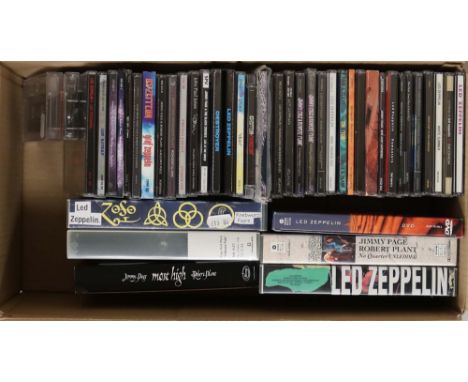 LED ZEPPELIN &amp; RELATED - CD COLLECTION (WITH CASSETTES, VHS AND DVD). Cool collection of around 67 x (mainly album) CDs w