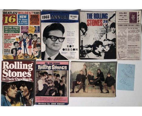 ROLLING STONES MEMORABILIA INC 1965 PROGRAMME AND GEORDIE SIGNED PAGE. An assortment of Rock/Pop memorabilia to include: a pa