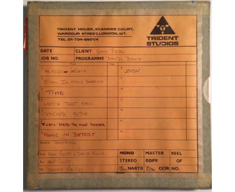 DAVID BOWIE LOST ZION TAPE - ALTERNATE ALADDIN SANE ALBUM. A tantalising and fascinating prospect for any discerning Bowie co