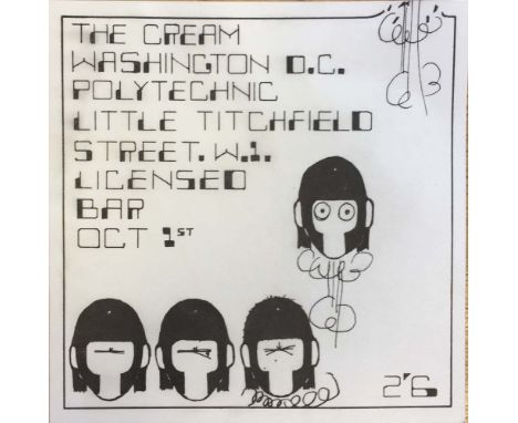 CREAM TICKET FOR LEGENDARY 'HENDRIX GIG'. An original card ticket for the legendary 1st October 1966 London Polytechnic Cream