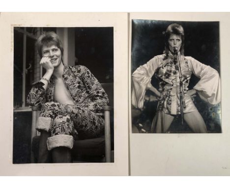 DAVID BOWIE BARRIE WENTZELL PHOTOGRAPHS. Two original photographic prints depicting David Bowie, taken by noted photographer 