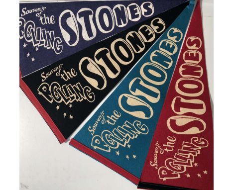 ROLLING STONES FLAG PENNANTS. Four original felt pennant flags circa 1964/64, issued at Rolling Stones US concerts. Each to m