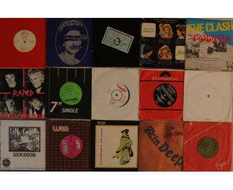 PUNK/NEW WAVE 7". Tumultuous selection of 53 x ace 7". Artists/titles include Squeeler - Breaking Out EP (HIT 101 - please no