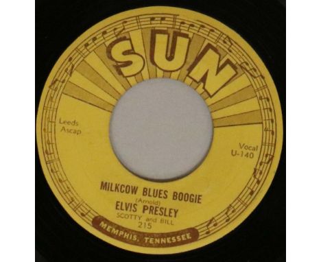 ELVIS PRESLEY - SUN 215 (7") - MILKCOW BLUES BOOGIE. Another extremely well presented original US Sun 45 from Elvis, here is 