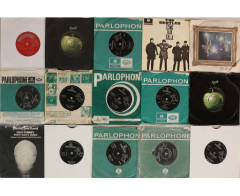 THE BEATLES &amp; RELATED - 7". Cool mix of 26 x 45s. Titles include Please Please Me (UK original red Parlophone 45-R 4983 '