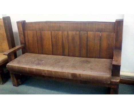 Large rustic bench with leatherette seats 181cm wide 124cm high Removed from Nando's after the refurbishment