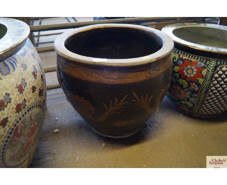 A gold fish bowl planter / jardinière&nbsp;