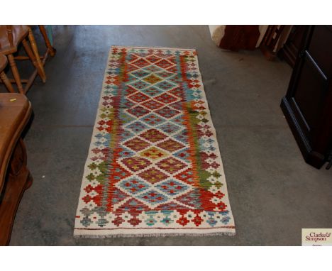 An approx. 6'5" x 2'3" Chobi Kelim runner