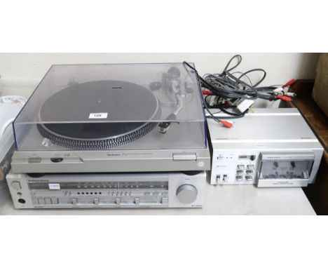 A lot comprising a Technics direct drive automatic turntable system, Grundig R7150 HiFi receiver, a Grundig MCF 100 tape reco