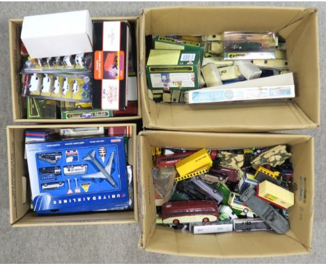A large assortment of die-cast model vehicles, of varying scale, including the Corgi Classics series, an Airfix H.M.S. Tiger 