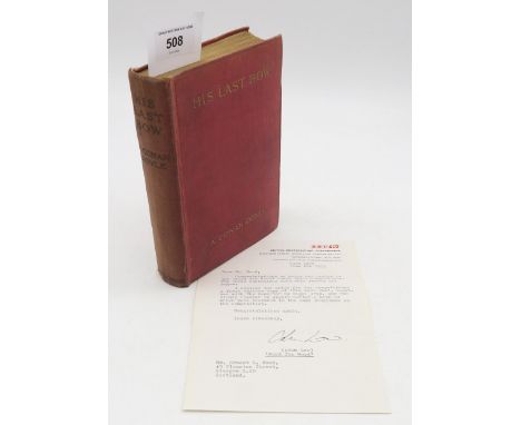 Conan Doyle, Arthur&nbsp;His Last Bow Some Reminiscences of Sherlock Holmes John Murray, London, 1917, first edition, bound i