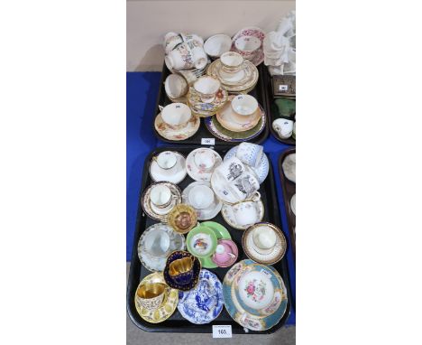 Assorted cabinet cup and saucers including Meissen, Royal Doulton, Coalport, Royal Crown Derby, Hammersley and other teawares