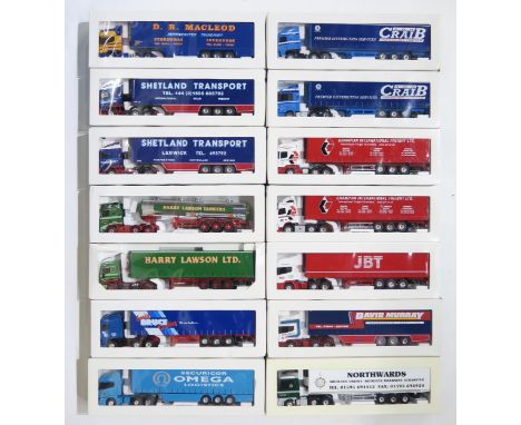 Fourteen boxed 1:43-scale Eligor haulage lorries, to include Harry Lawson of Broughty Ferry, ARR Craib, Shetland Transport an