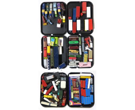 A large collection of loose die-cast model vans, buses, trams and lorries, of varying scale, including many Corgi examples&nb