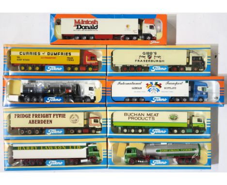 A collection of boxed Tekno 1:50-scale haulage lorries, to include Buchan Meat Products, Fridge Freight Fyvie of Aberdeen, Cu