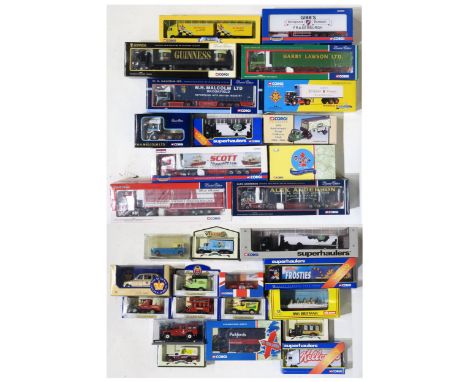 A collection of boxed Corgi 1:50-scale haulage lorries, including Harry Lawson of Broughty Ferry, Alex. Anderson of Bo'ness, 