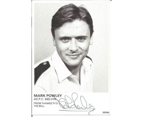 Mark Powley signed 6 x 4 inch b/w portrait photo from TV series The Bill. Condition 9//10. All autographs come with a Certifi