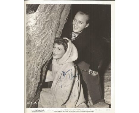 Bing Crosby and Mary Martin signed 10 x 8 inch b/w photo from Rhythm on the River. Martin inscribed and a little light, Crosb