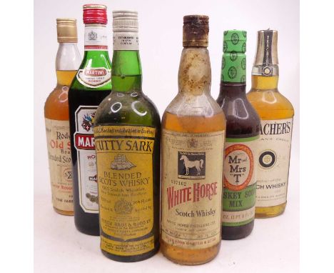 Mixed lot to include Rogers Old Scots Blended Scotch Whisky, one bottle, White Horse Scotch Whisky, one bottle, Cutty Sark Bl