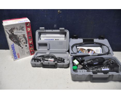 `A COLLECTION OF DREMMEL POWERTOOLS to include a cased Dremmel 398 and 395 multi tools with attachments and accessories, Drem