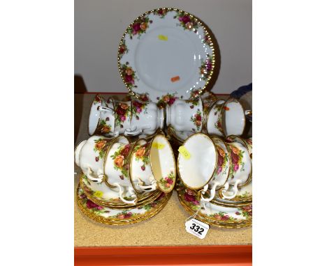 A GROUP OF ROYAL ALBERT 'OLD COUNTRY ROSES' TEAWARES, comprising four dinner plates, twelve cups, twelve saucers, twelve tea 