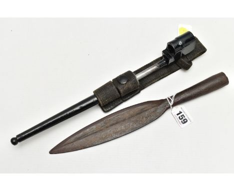A BRITISH NUMBER 4 SOCKET BAYONET, scabbard and canvas frog, scabbard has been painted black, frog is marked to reverse, toge