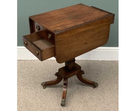 VICTORIAN MAHOGANY SOFA TYPE TABLE on single pedestal, four footed base, 71 (h) x 38 (w) x 52cms (d)Provenance: private colle