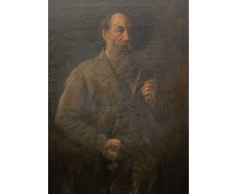 ‡ HENRY MEASHAM (1844-1922) oil on canvas - three-quarter portrait of artist William Dean Barker (1830-1888) with sketch-book