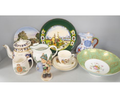 A Royal Worcester Millenium bowl and dish, boxed, a Mason's jug, a Hummel figure and other decorative china