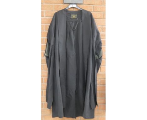 A vintage Crown Court gown, worn 1980s, made by Wm. Northam and Co., Robe Maker, Oxford
