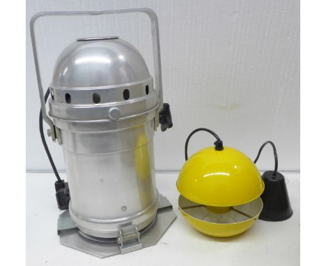 A Scandi hanging ceiling light in yellow and a spotlight **PLEASE NOTE THIS LOT IS NOT ELIGIBLE FOR IN-HOUSE POSTING AND PACK
