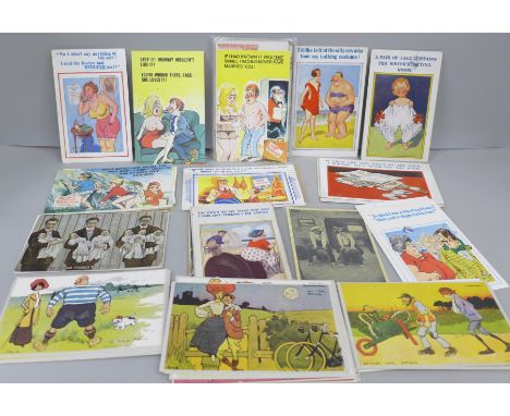 Postcards; a collection of 67 comic postcards, vintage to modern