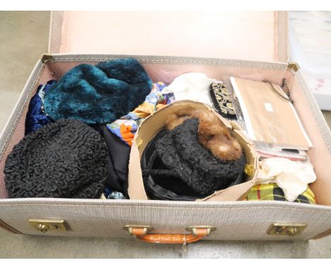 Two cases of vintage clothes and hats 